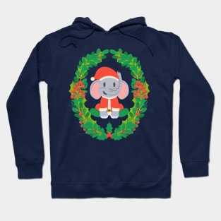 Baby Elephant Santa - Christmas Animal Nursery Kids Character Illustration Hoodie